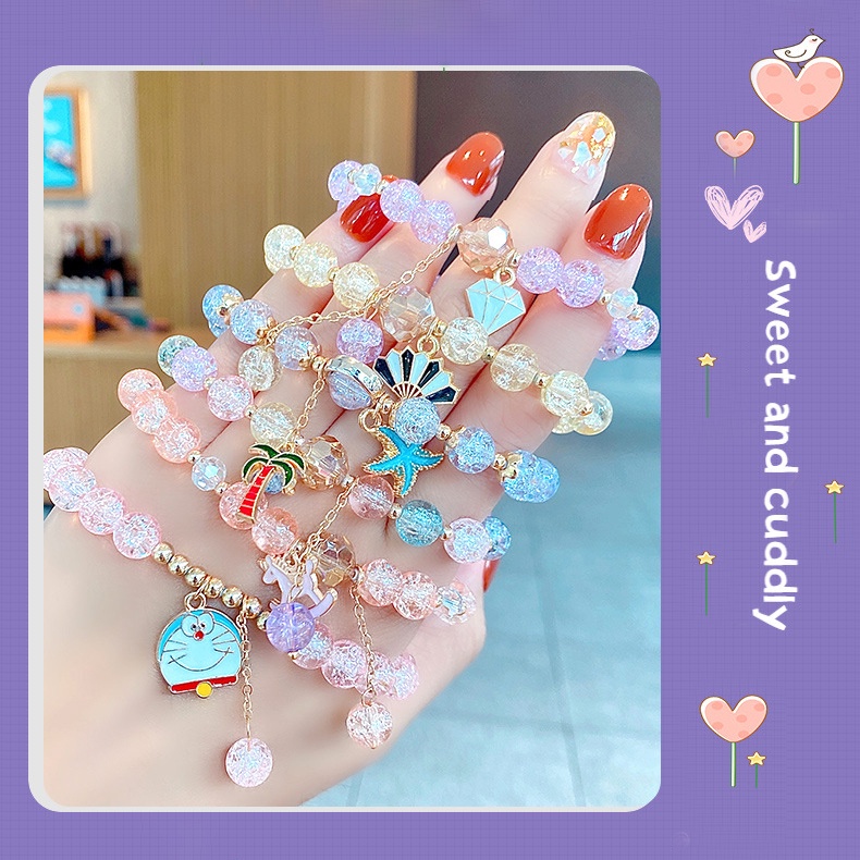 Gelang Manik-Manik Kaca Motif Kartun Untuk Hadiah Anak Perempuan