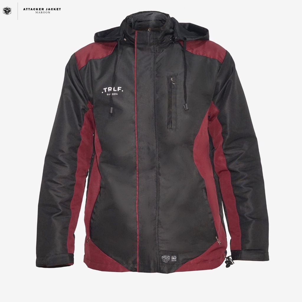 Jaket Gunung Jacket Outdoor Attacker Waterproof Polos Pria Wanita Parasut Taslan Anti Air Angin Hitam Navy Maroon Grey Size L XL Triple F Original