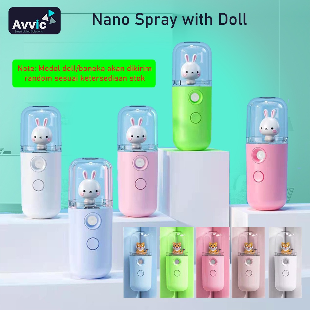 Nano Spray Portable Mini Mist Sprayer Doll Facial Steamer USB Pelembab Perawatan Wajah Boneka