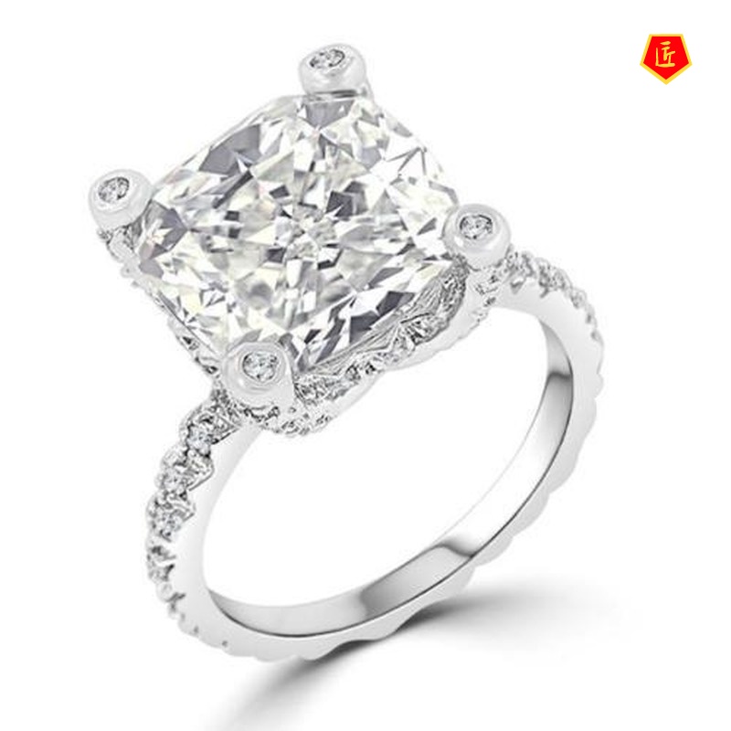 [Ready Stock]Creative Personality Square Diamond Ring