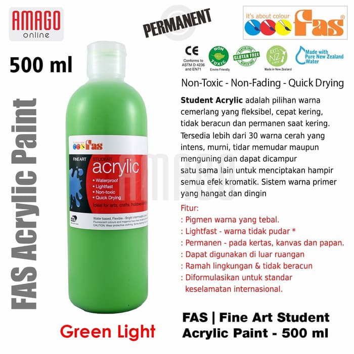 FAS - STUDENT ACRYLIC PAINT - 500 ML - GREEN LIGHT