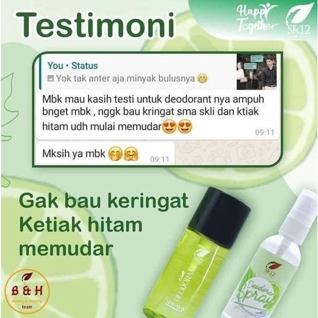 Deodorant Spray SR12 Penghilang Bau Badan Pencerah Ketiak Ampuh