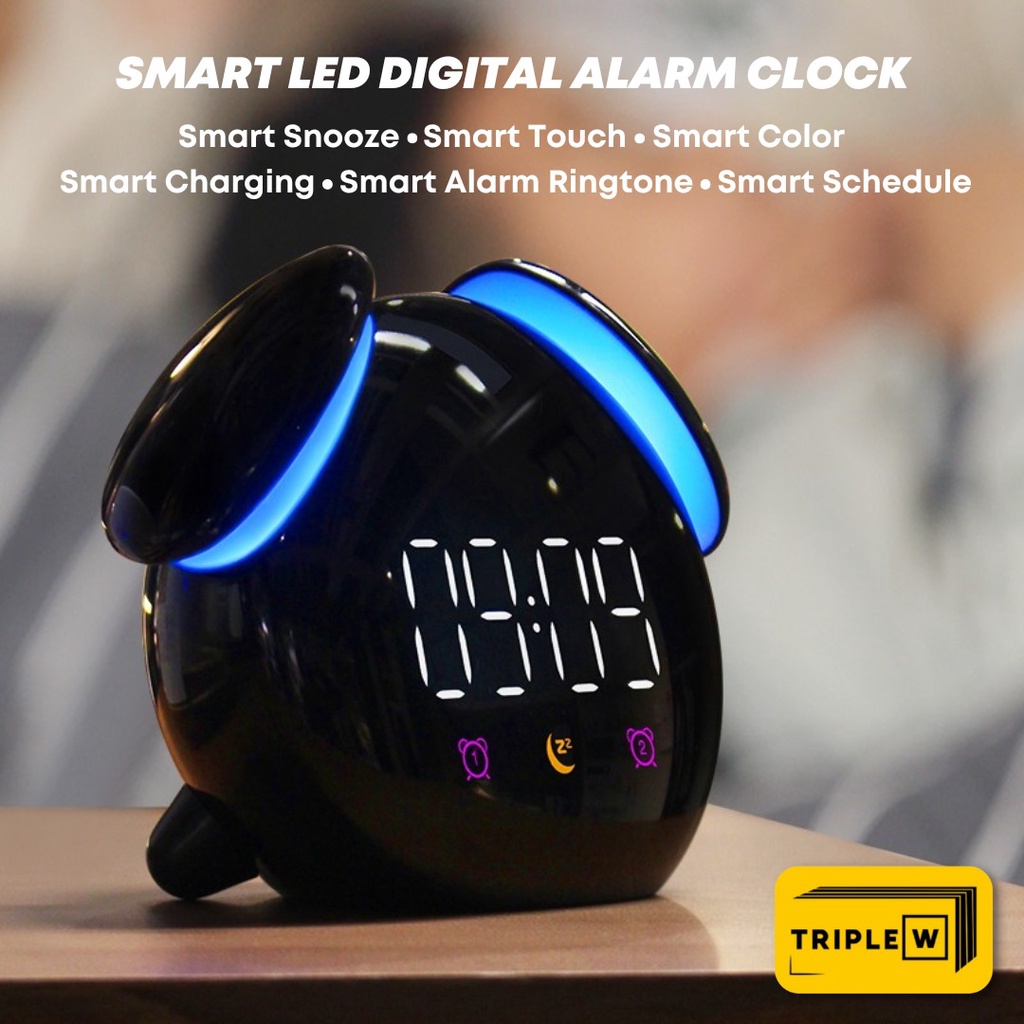 Triple W Smart LED Digital Alarm Clock Jam Meja Pintar Weker Lampu Tidur