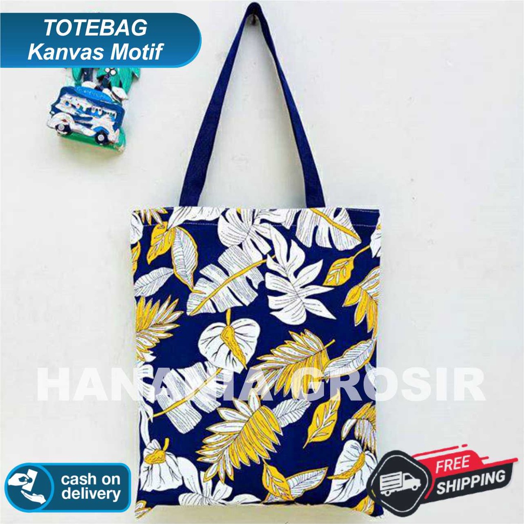 TOTE BAG WANITA TOTEBAG PRIA CANVAS MOTIF GOOD QUALITY WITH RESLETING GROSIR TAS TERBARU