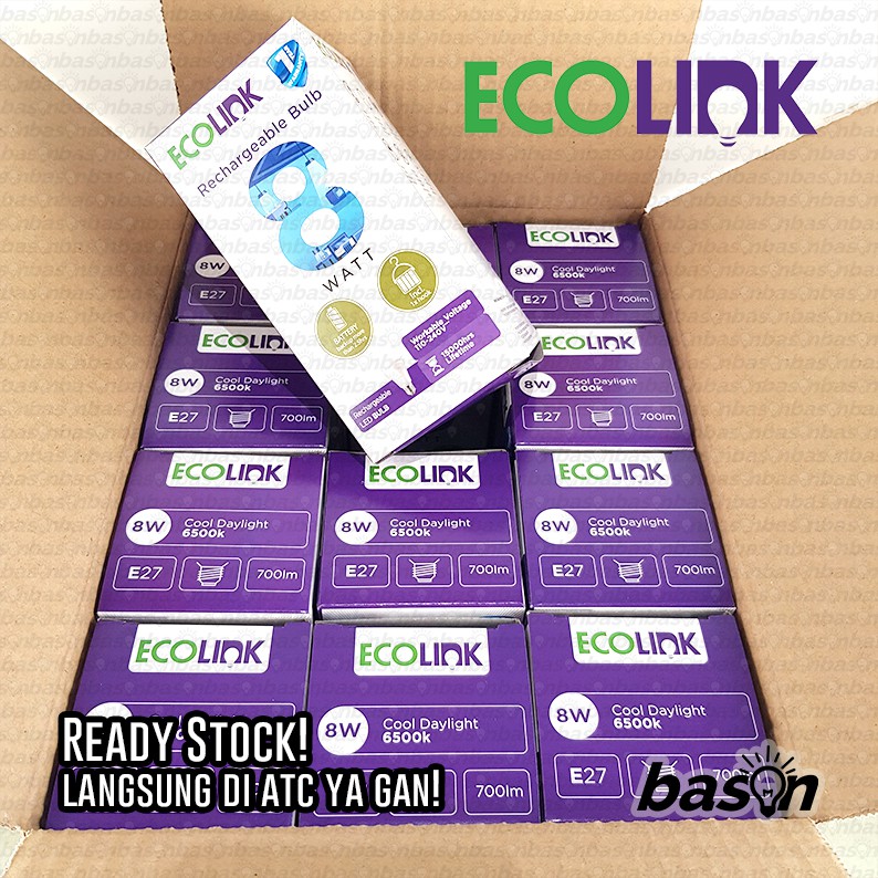 ECOLINK Emergency LED Bulb 8W 6500K E27 - Rechargeable Battery Back Up