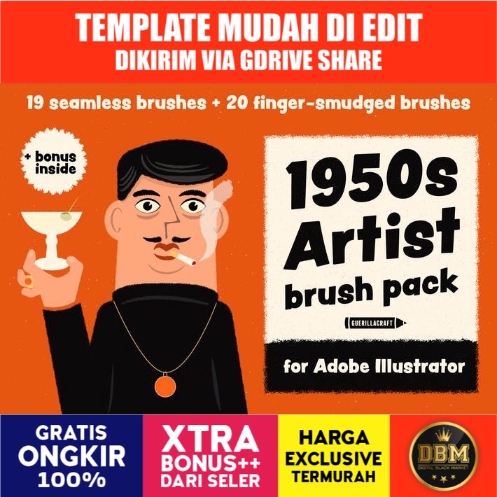 1950s Artist Brush Pack  - Illustrator