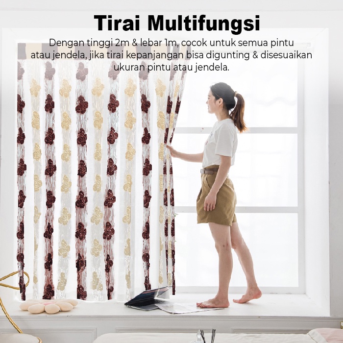 Tirai Benang Kupu Kupu / Tirai Hiasan Kamar Tidur / Tirai Motif Lucu / Tirai Cantik Gorden Motif /Tirai Benang Halus Motif Kupu Kupu Cantik Q12