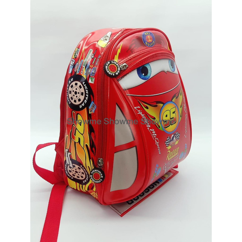 Showme Tas Ransel Anak Sekolah PAUD Full Print karakter CARS Merah Kualitas PREMIUM.