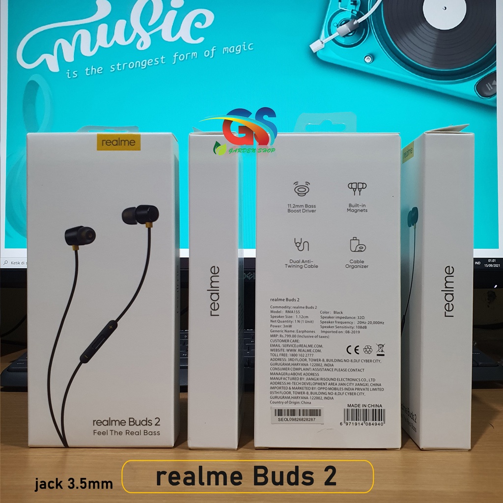 Realme Buds 2 In Ear Earphone Headset Magnetic Original 100% Realme Buds In Ear Headset Earphone