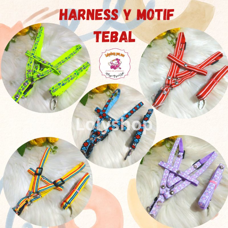 tali hernes harnes harness motif pengait tebal model Y untuk kucing,anjing kecil,musang,kelinci grosir ecer