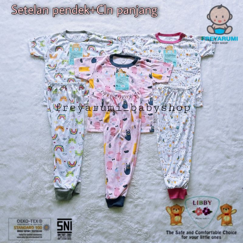 3STEL - LIBBY Setelan pendek+ Cln panjang Ukuran 2L.XXL/Libby Mix Girls/Baju bayi