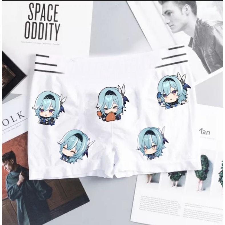 Underwear Boxer Pria Waifu dari Genshin Impact Karakter Mondstadt Eula Lumine Mona Lisa Barbara Vent