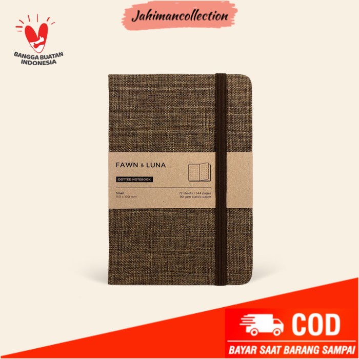 

✨ BISA COD ✨ A6 Notebook - Plain / Dotted Paper - Abbey Brown Fabric - Ruled