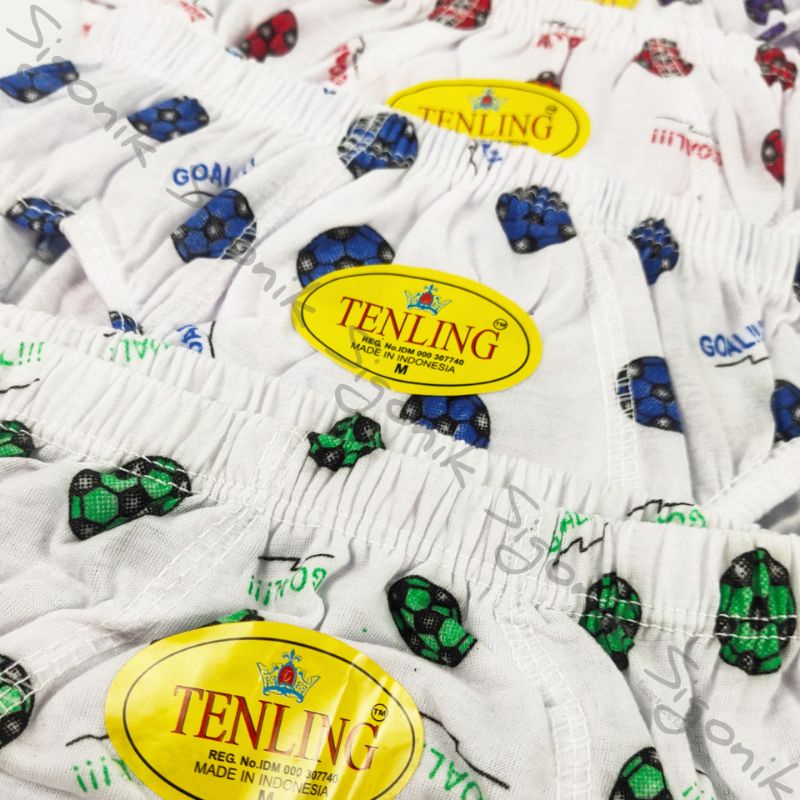 CD Celana Dalam Anak Cowok Laki-Laki S M L XL Putih Motif Tenling BOLA Sigonik