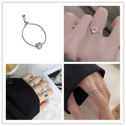 1 / 2 / 3 Pcs Cincin Jari Telunjuk Model Terbuka Gaya korea Untuk Wanita