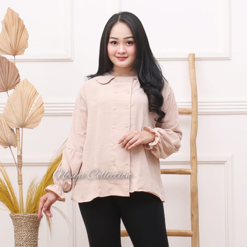 Blouse Crinkle Kancing Doble / Tiara Blouse Shirt / Kemeja wanita  Crinkle Terbaru