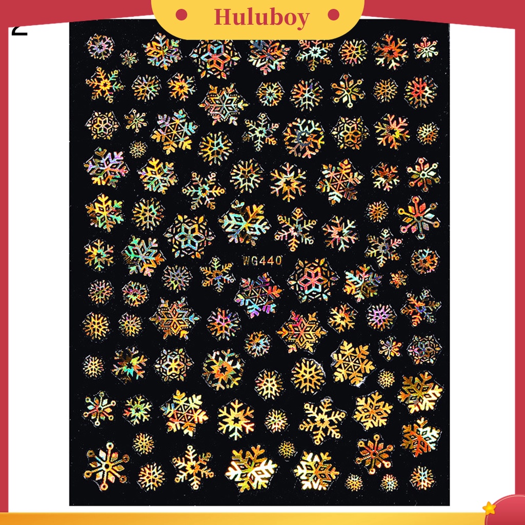 Huluboy Huluboy♡ Stiker Kuku Motif Snowflake Natal Untuk Manicure Charms