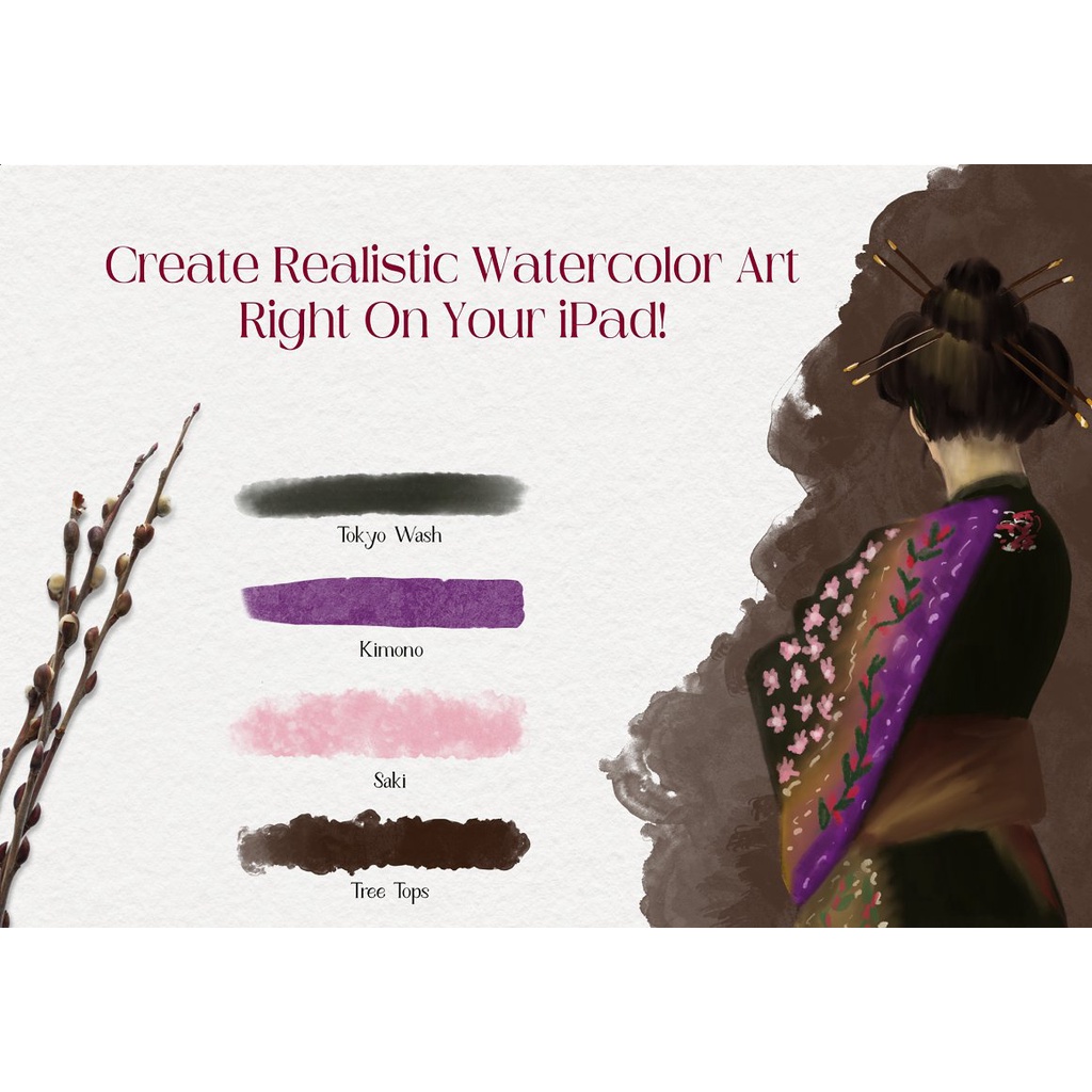 Procreate Brush - Tokyo Watercolor Brushset &amp; Canvas