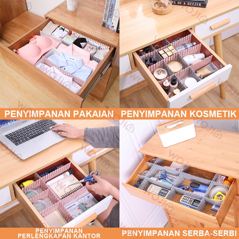 Sekat Laci Lemari Organizer Pemisah Pembatas Partisi Set 4 pcs 32x7cm