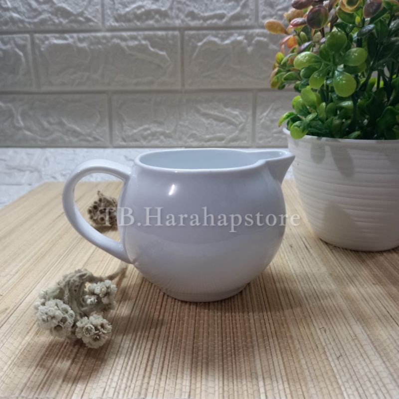 MILK JUG PORCELAIN 450ML PREMIUM QUALITY/TEKO KERAMIK UNIK/TEKO SAOS/TEKO KECAP/TEKO MADU