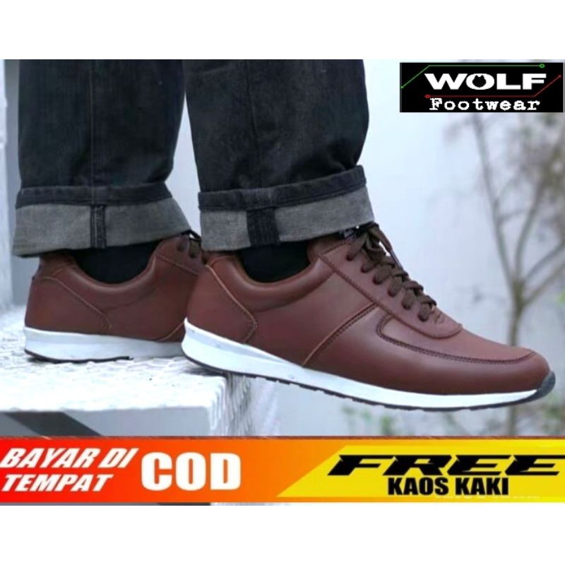 FREY BROWN |WOLF x HEROES| Sepatu Casual Sneakers Running Sporty Kulit Faux CH
