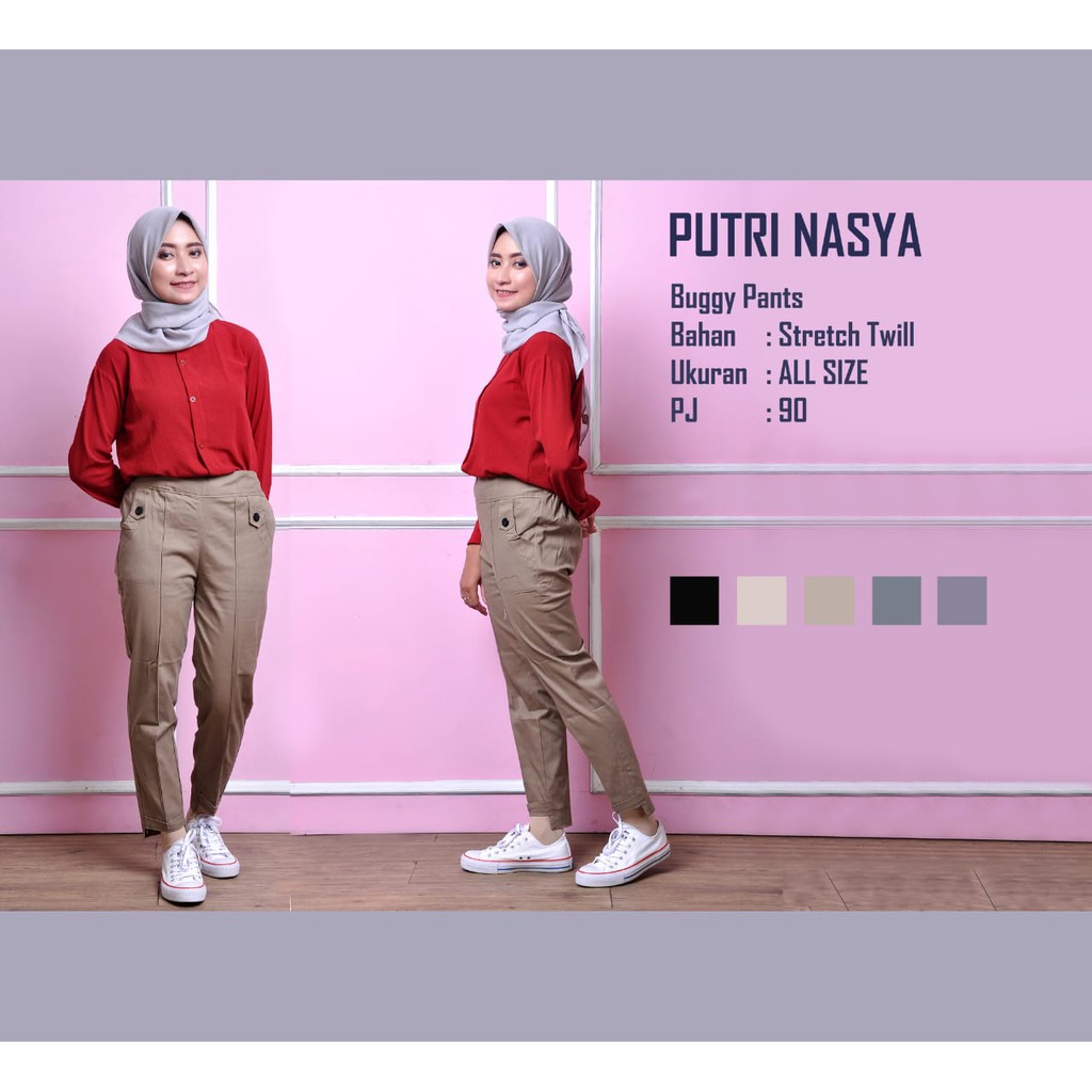 Celana kerja wanita model audi pants bahan tuwil strech tebal pilihan 6warna al size m.l.xl.75kg