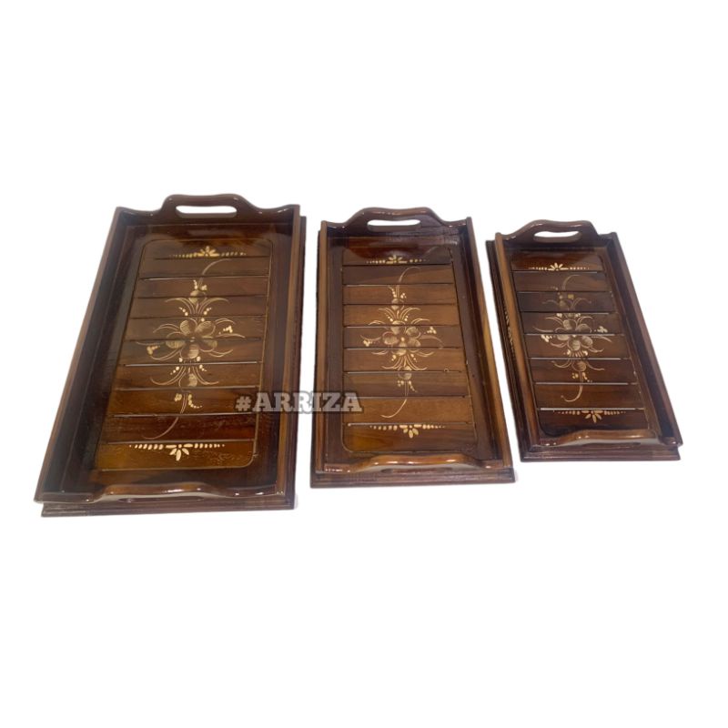 NAMPAN / BAKI /  WOODEN TRAY / NAMPAN KAYU MODEL GAMBANGAN KOTAK DARI KAYU JATI ASLI