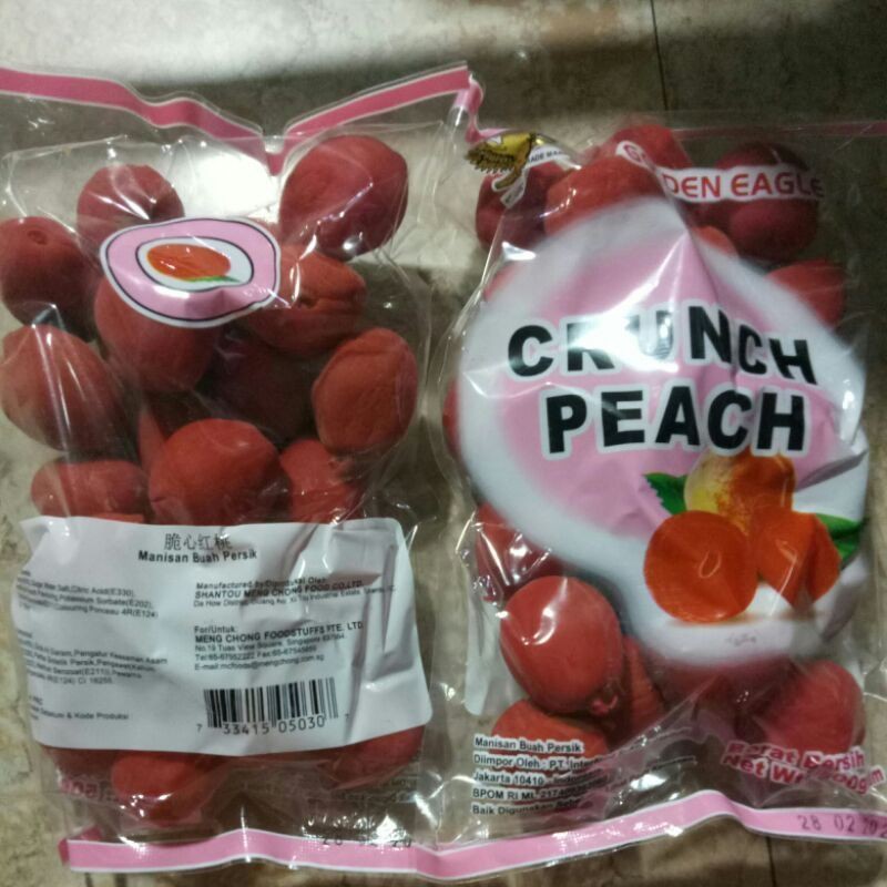 

manisan buah merah buah persik crunch peach