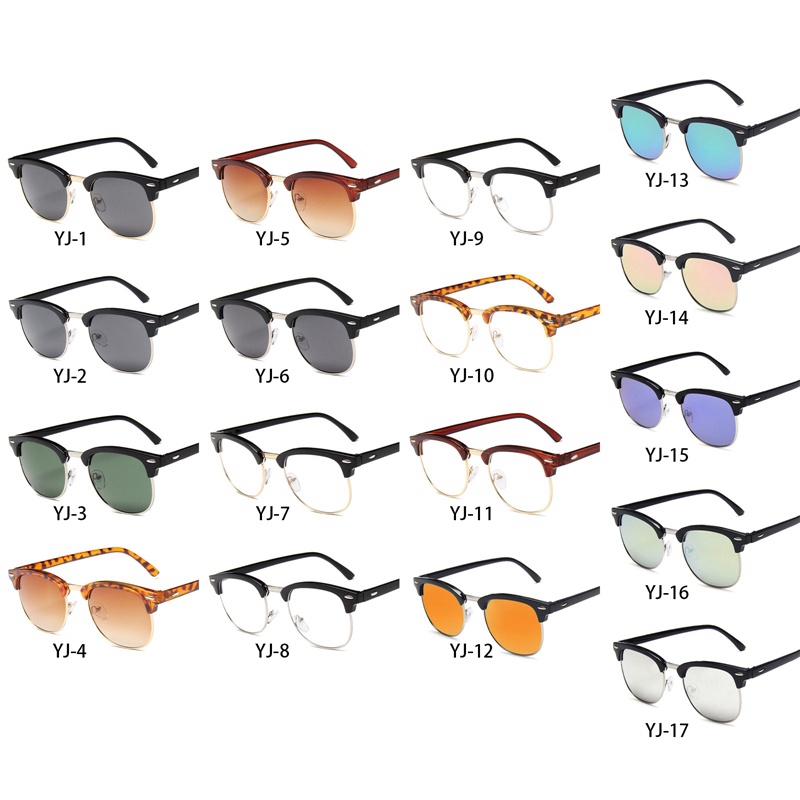 Kacamata Hitam Polarized Model Setengah Bingkai Bahan Logam Gaya Retro Untuk Pria Dan Wanita