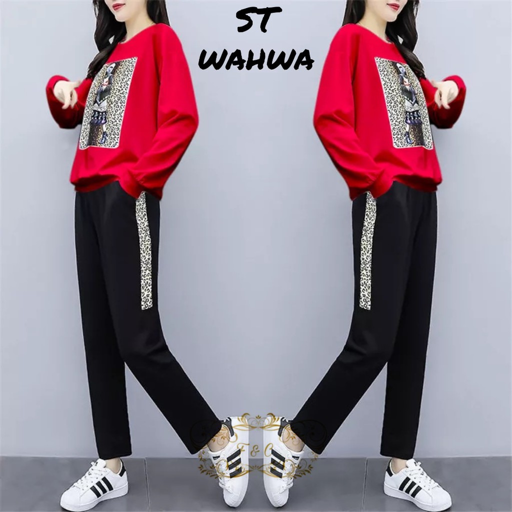 set celana wahwa/set training wanita/set celana casual/set olahraga wanita/pakaian wanita/terbaru