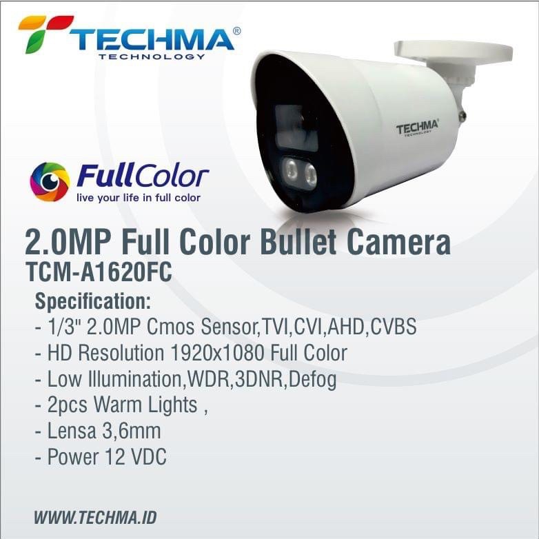 cctv outdor techma TCM-1620FC 2MP SIANG MALAM FULL WARNA