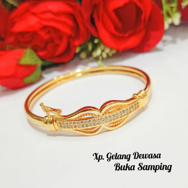 Gelang Bangkok Dewasa Permata Zircon Gold berbagai macam model perhiasan wanita(COD)