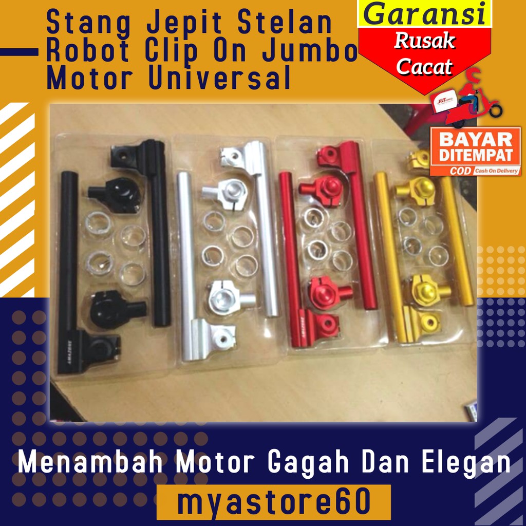 Stang Setang Fatbar Jepit Stelan Robot Clip On Jumbo Byson Xabre Ninja Cbr Cs1 Aksesoris Motor