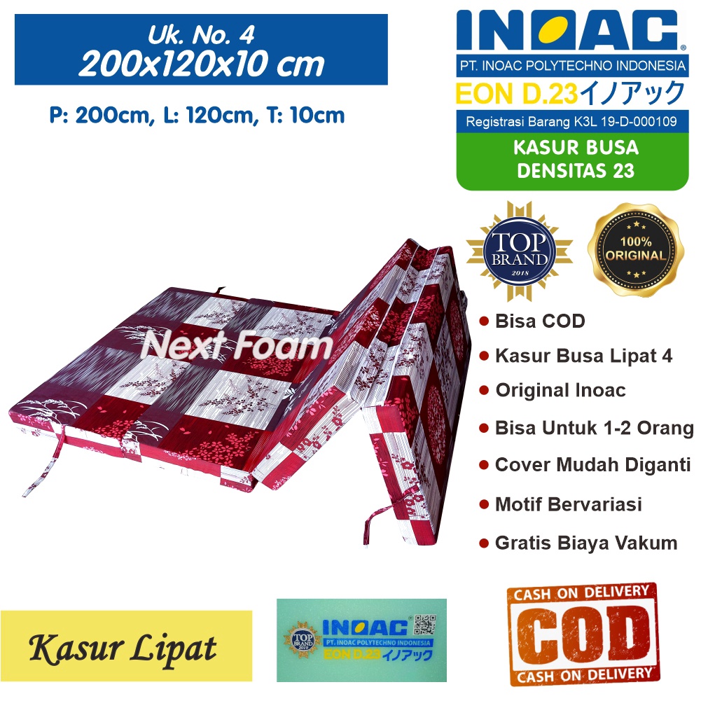 Kasur Busa Lipat Inoac Ukuran No 4 200x120x10 cm Tebal 10 cm EON D23 ORIGINAL INOAC Asli