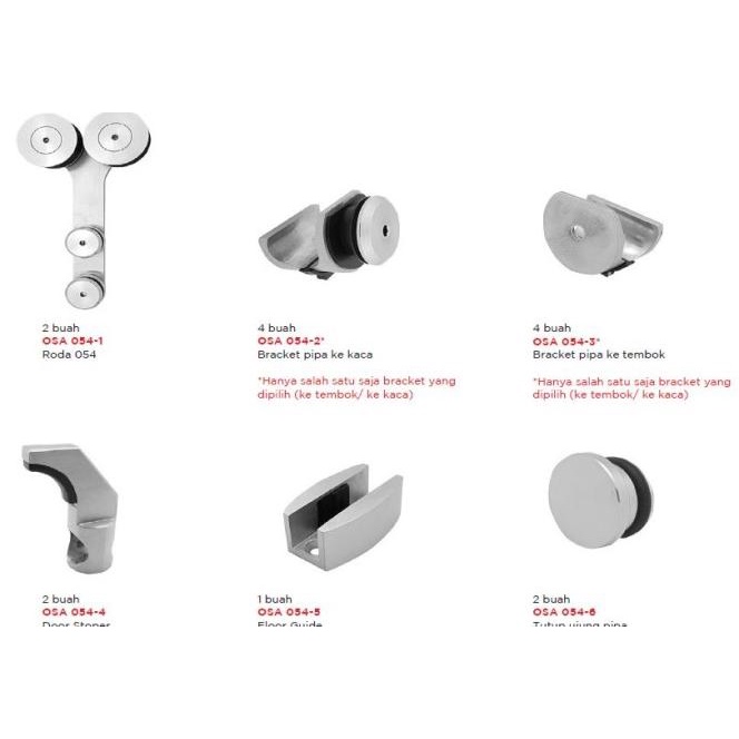 Glass Sliding Door Accessory Set Roda Sliding Pintu Kaca Heavy Duty