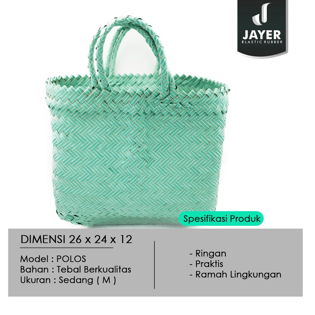 Tas anyam Plastik  PVC Sedang Model Polos Tas anyam Belanja Hampers