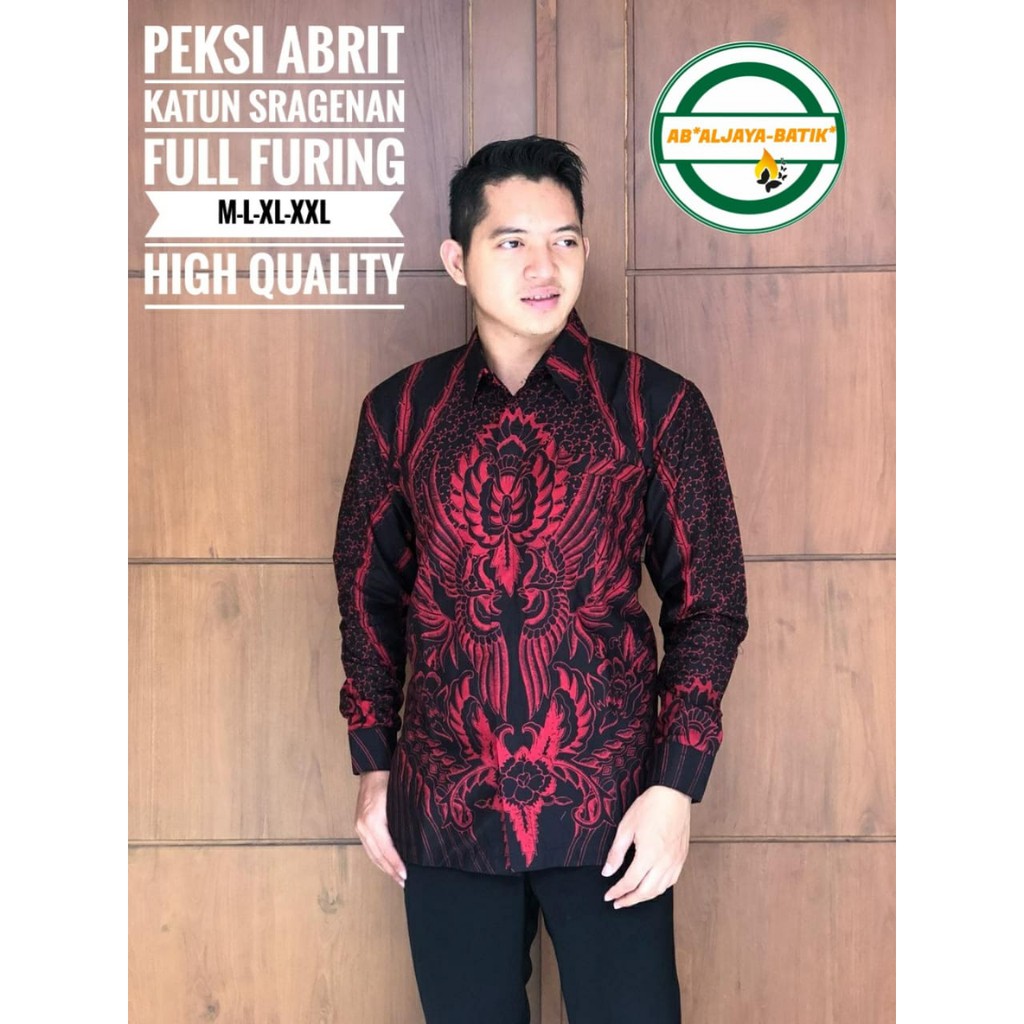 PEKSI ABRIT Kemeja Batik Pria Full Furing Katun Sragenan