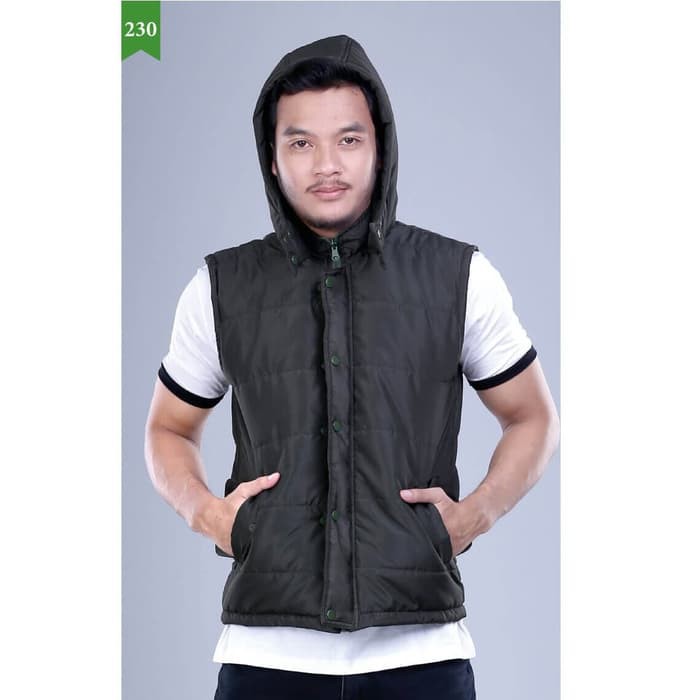 Fashion Pria GARSEL Men Jaket Motor Rompi Pria Hijau FBI 1769 murah ori original
