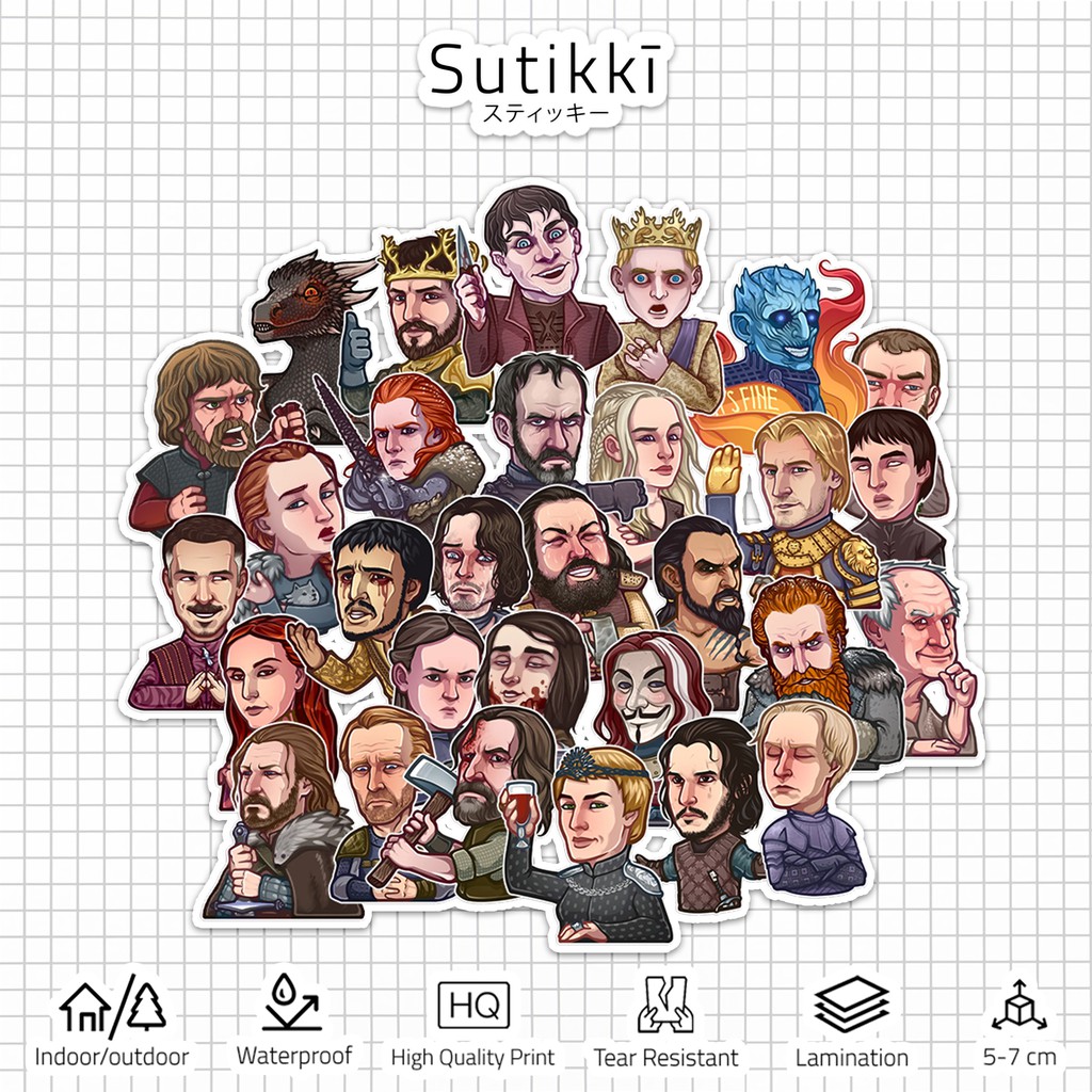 Sutikki | Sticker Pack Game of Thrones Stiker Laptop Aesthetic | TV Series HBO Film Seri Film