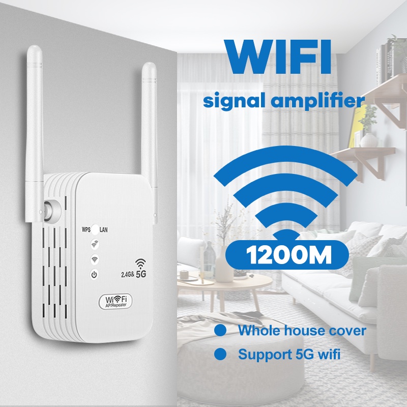 Wireless WiFi Repeater Router Jangkauan sinyal Extender 5G 1200Mbps dual band wifi Amplifier