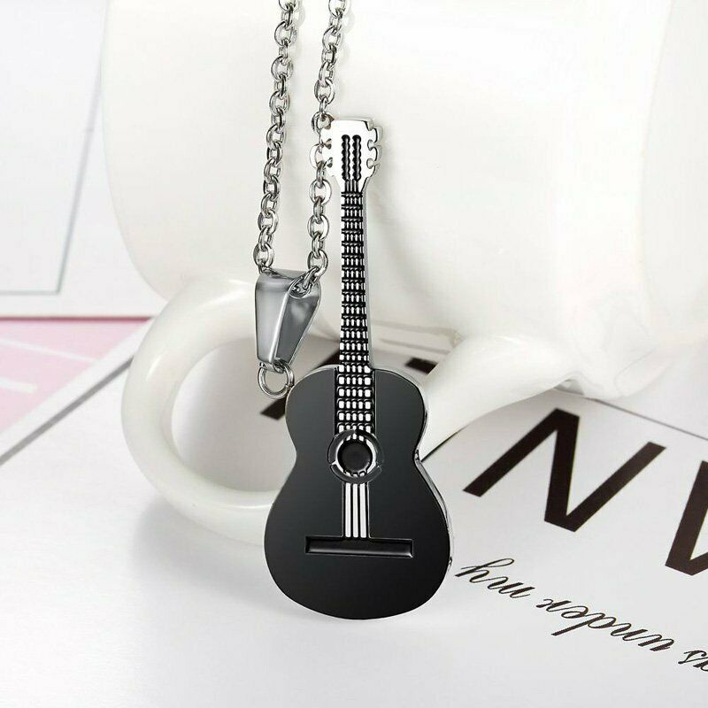Kalung Rantai Liontin Gitar Bahan Stainless Steel Untuk Pria Dan Wanita