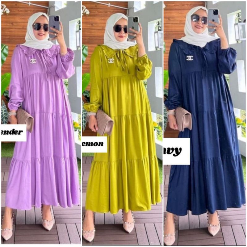 MIDI DRESS POLOS TERBARU TERLOVE BAHAN RAYON LD 115 PB 132