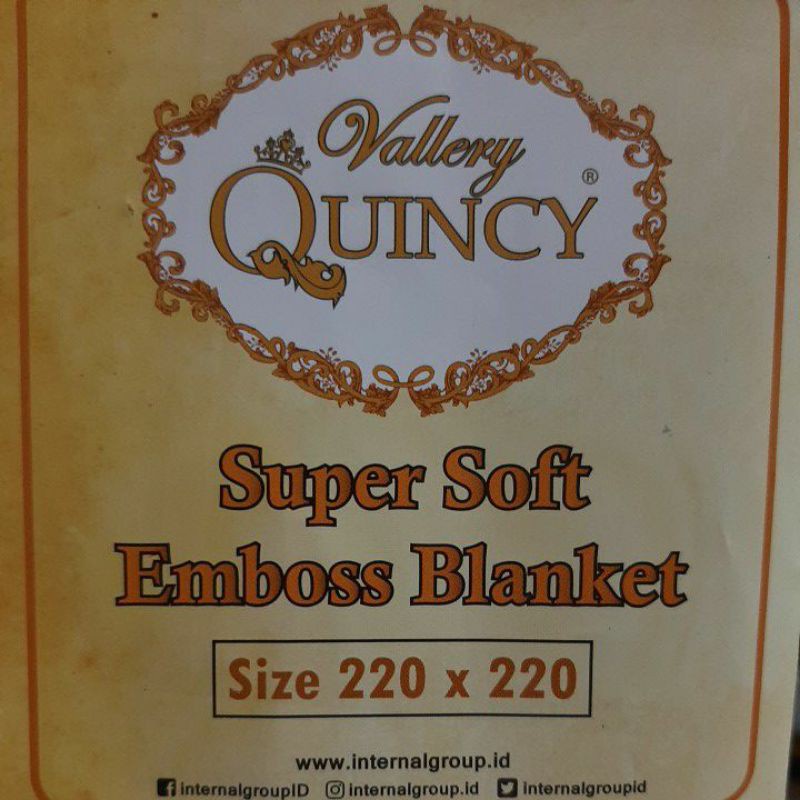 Selimut Vallery Quincy Jumbo 220x220 cm Original Baru Kualitas Limited