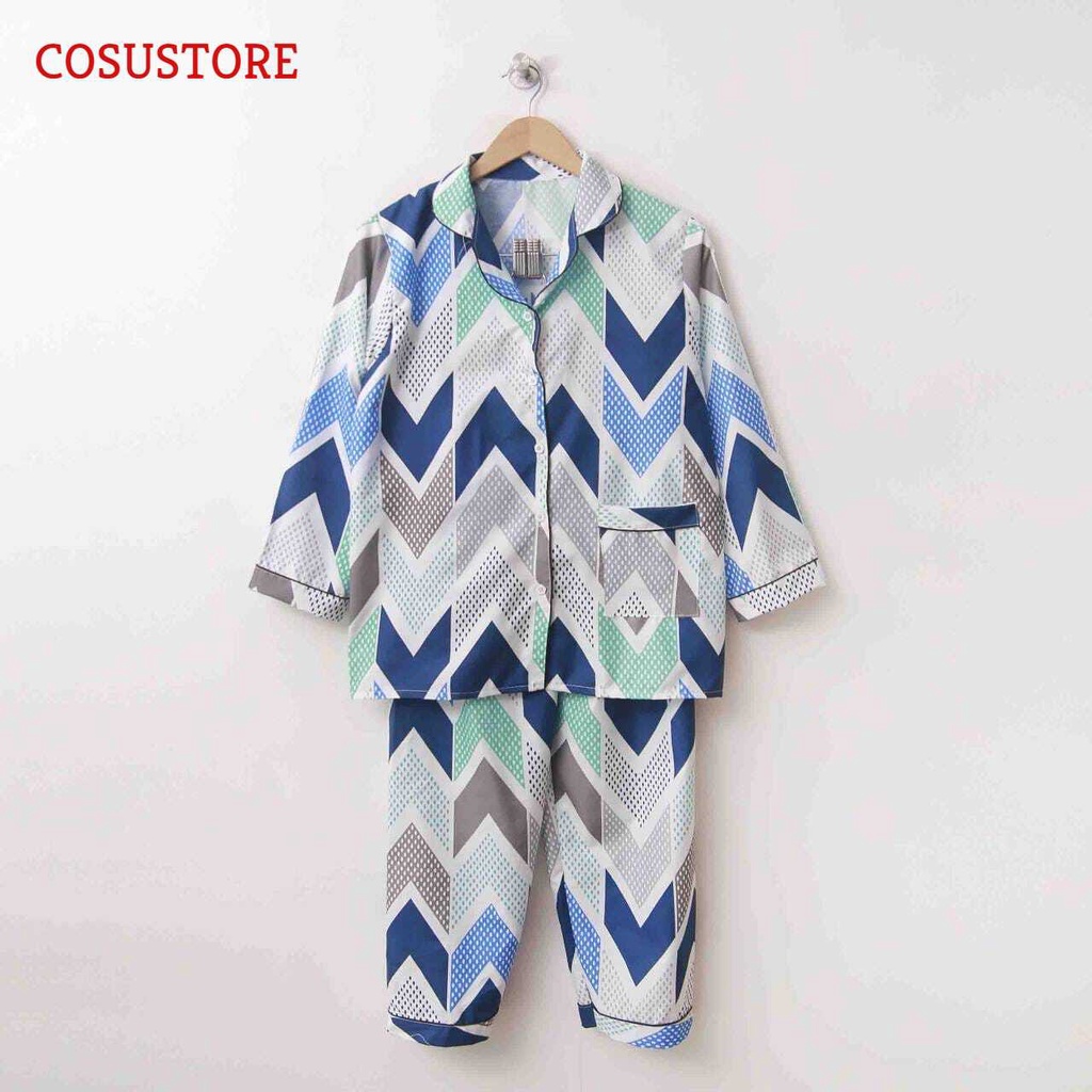 BAJU TIDUR WANITA/PIYAMA KATUN MOTIF DAUN WANITA