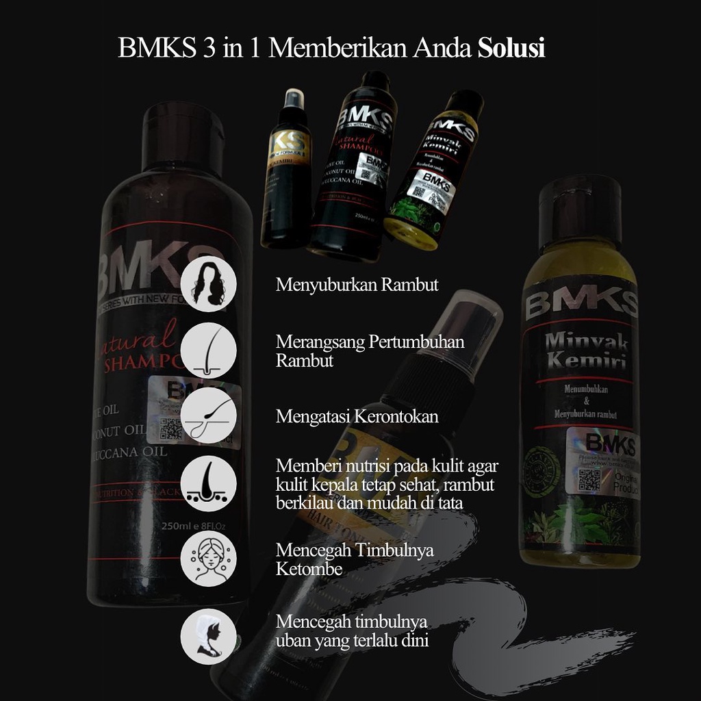 BMKS PAKET PERAWATAN RAMBUT ISI 4Pcs VITAMIN RAMBUT KERING PENUMBUH RAMBUT KERATIN HAIR TREATMENT / SHAMPOO / CONDITIONER / TONIC / MINYAK KEMIRI