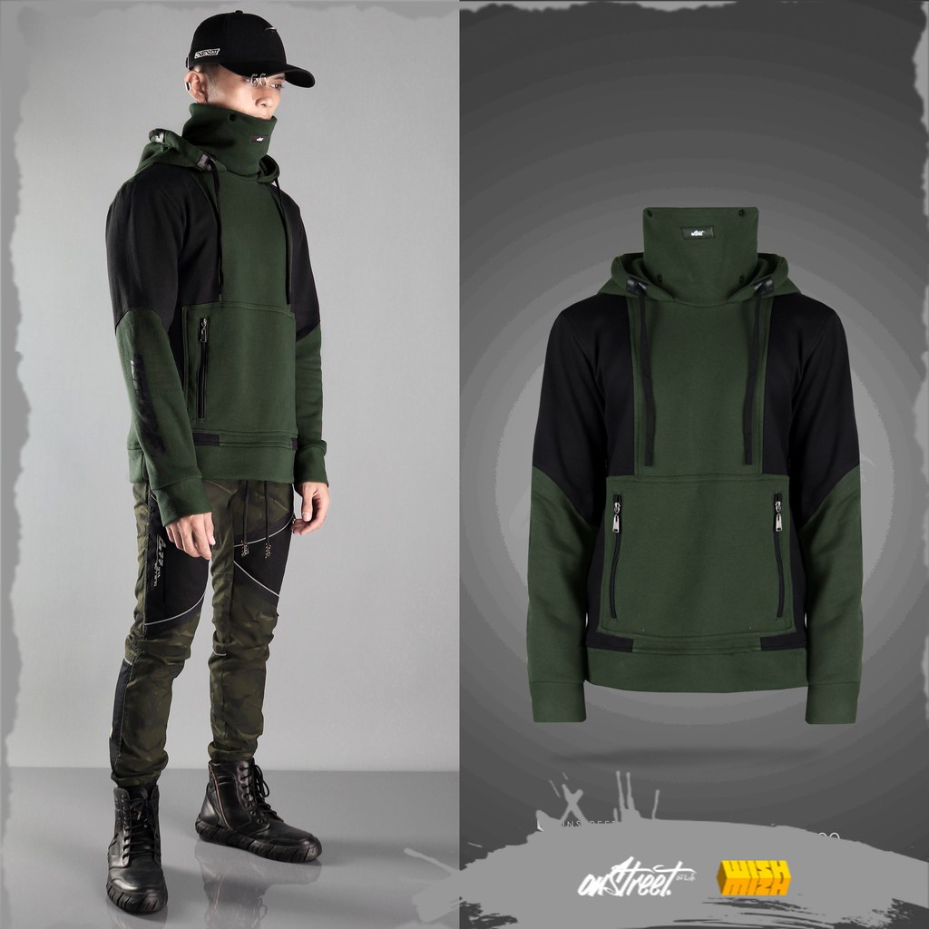 Onstreet - jaket hoodie back pullover green army original