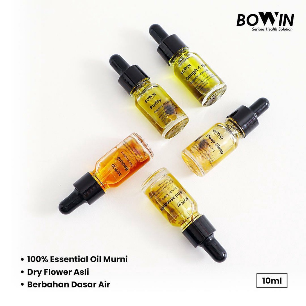 BOWIN ESSENTIAL OIL + Dry Flower 100% Organic &amp; Therapeutic - Water Based Aromatherapy