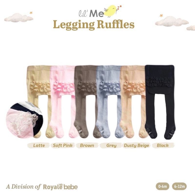 Royale Bebe ruffle legging -Lil me legging Ruffle Little Me Baby Tights Legging Bayi Polos ruffle