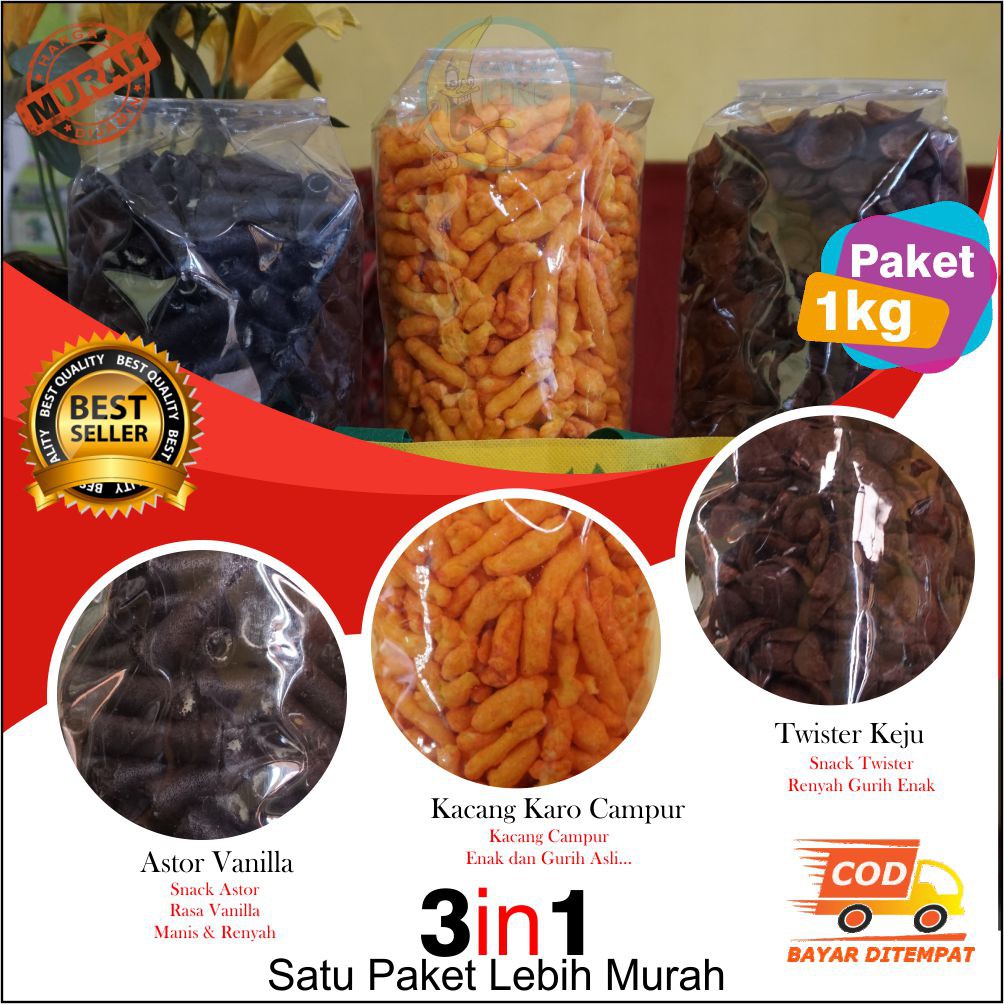 

Cawcawking-Snack Kiloan-Makanan Ringan-Astor-Snack Twister- koko kruch Paket 1kg