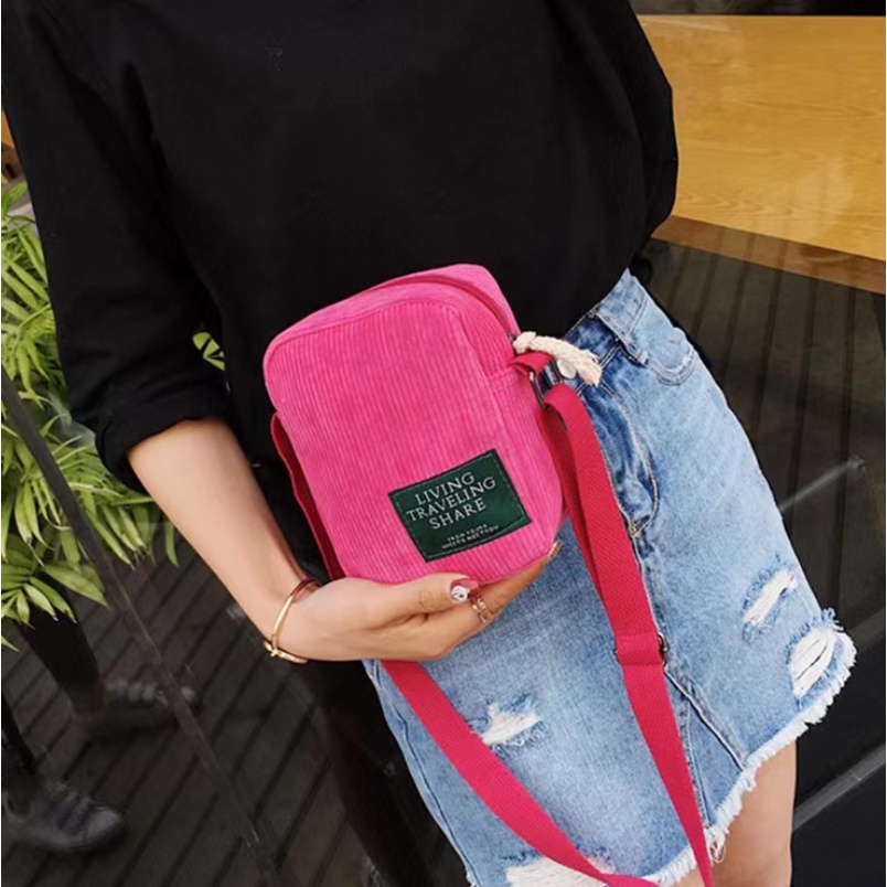 DANIELLE Tas Selempang Corduroy Polos  Slingbag Unisex  Remaja Cute Korean Style By Chikoisme NR